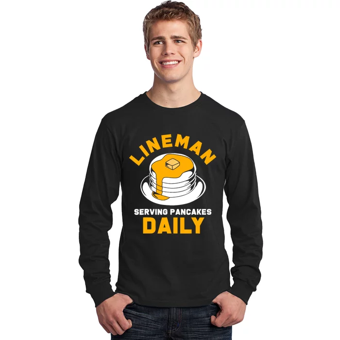 Football Lineman Serving Pancakes Daily Long Sleeve Shirt