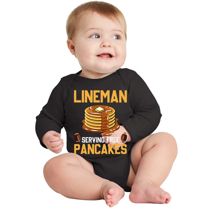 Football Lineman Serving Pancakes Daily Offensive Lineman Baby Long Sleeve Bodysuit