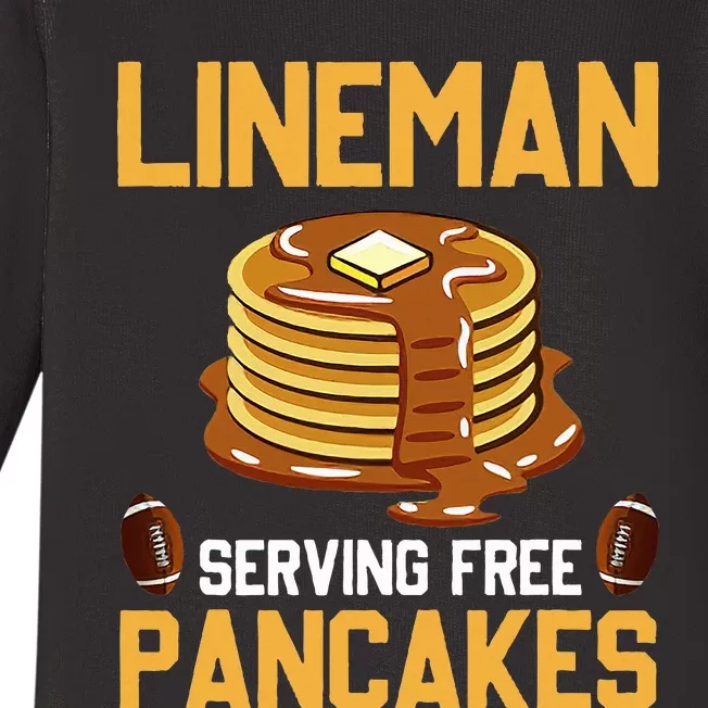 Football Lineman Serving Pancakes Daily Offensive Lineman Baby Long Sleeve Bodysuit