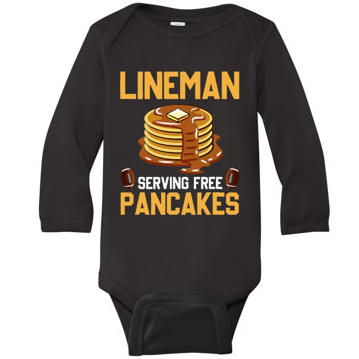 Football Lineman Serving Pancakes Daily Offensive Lineman Baby Long Sleeve Bodysuit