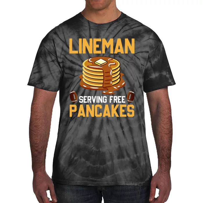 Football Lineman Serving Pancakes Daily Offensive Lineman Tie-Dye T-Shirt