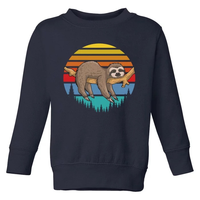 Funny Lazy Sloth Retro Sunset 1 Toddler Sweatshirt