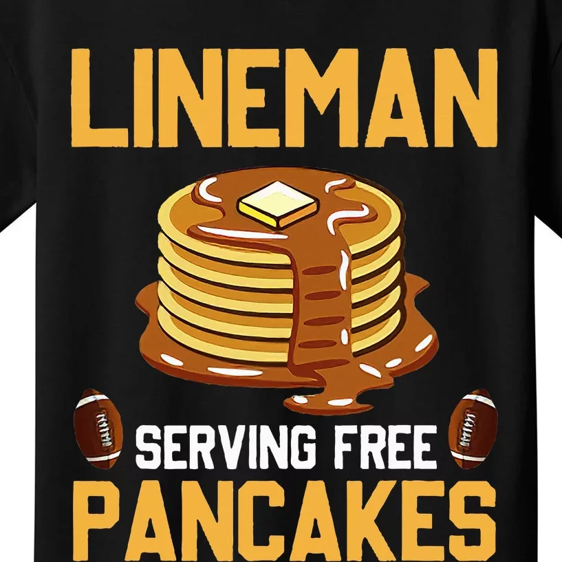 Football Lineman Serving Pancakes Daily Offensive Lineman Kids T-Shirt