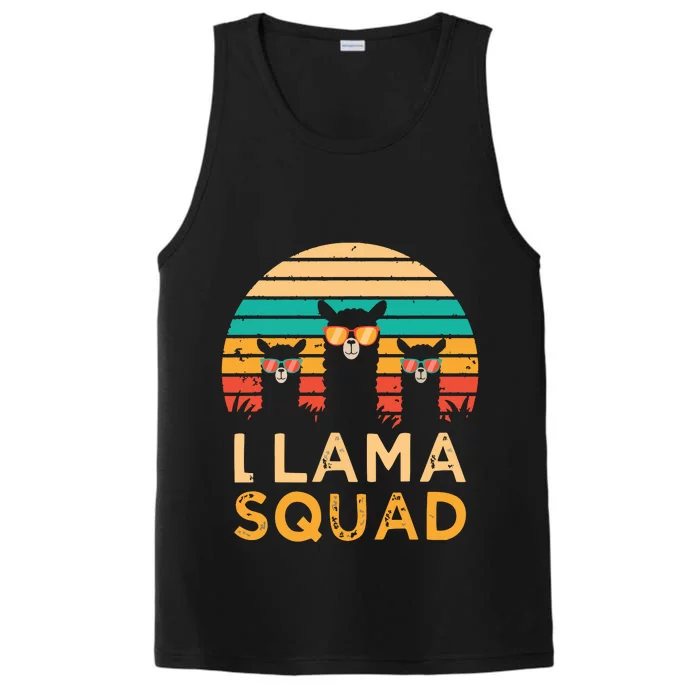 Funny Llama Squad Sunglasses Cool Llamas Vintage Gift Performance Tank