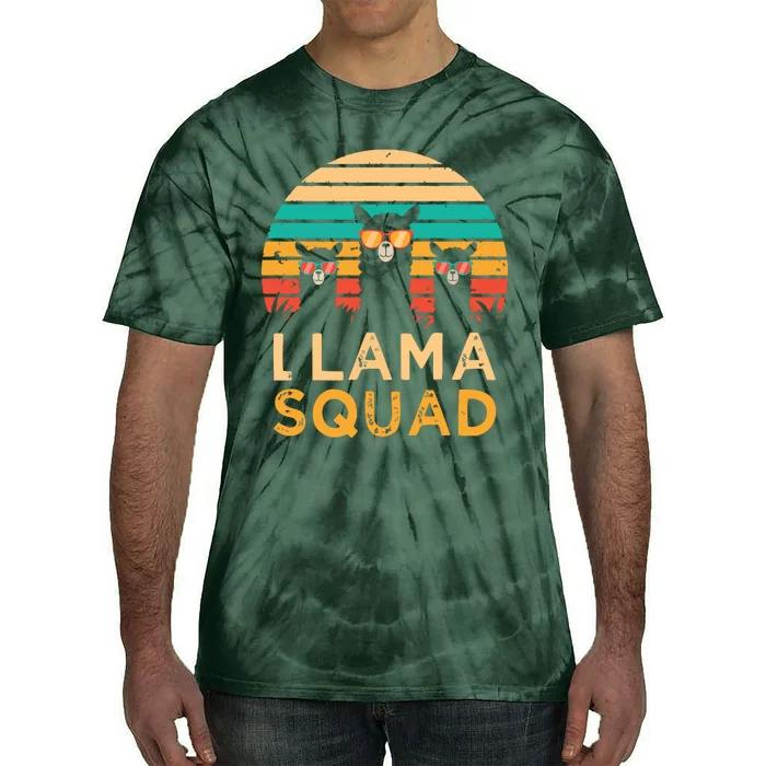 Funny Llama Squad Sunglasses Cool Llamas Vintage Gift Tie-Dye T-Shirt