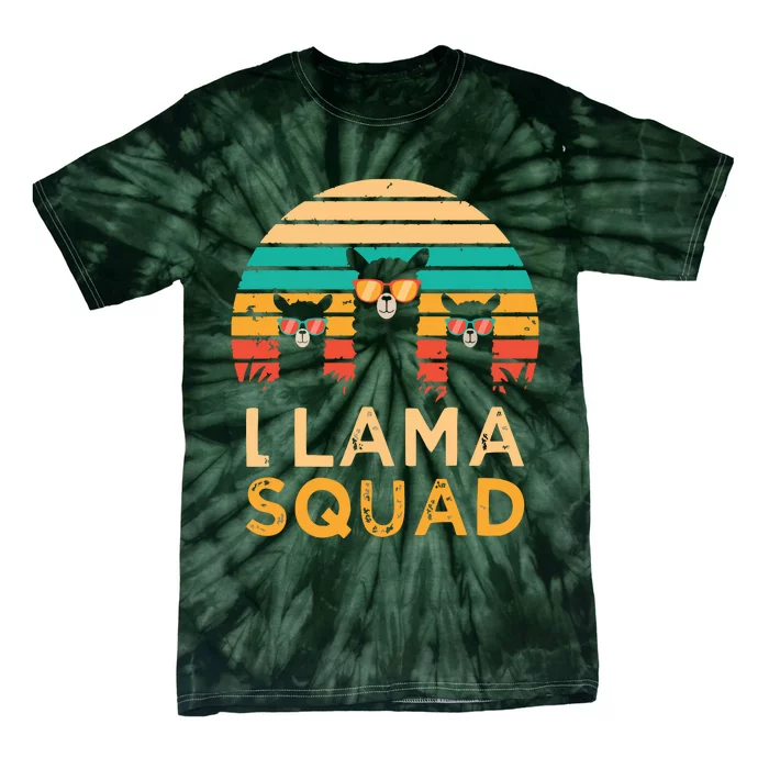 Funny Llama Squad Sunglasses Cool Llamas Vintage Gift Tie-Dye T-Shirt