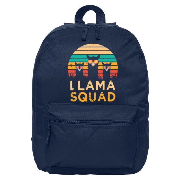 Funny Llama Squad Sunglasses Cool Llamas Vintage Gift 16 in Basic Backpack