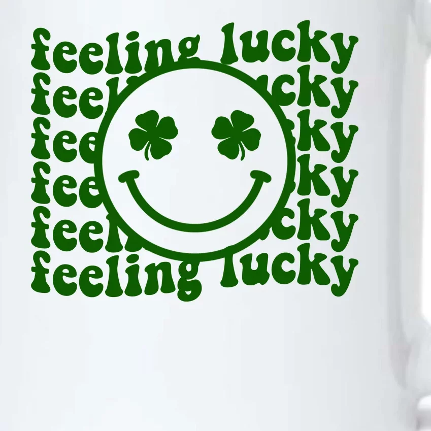 Feeling Lucky Smiley Irish Clover Black Color Changing Mug