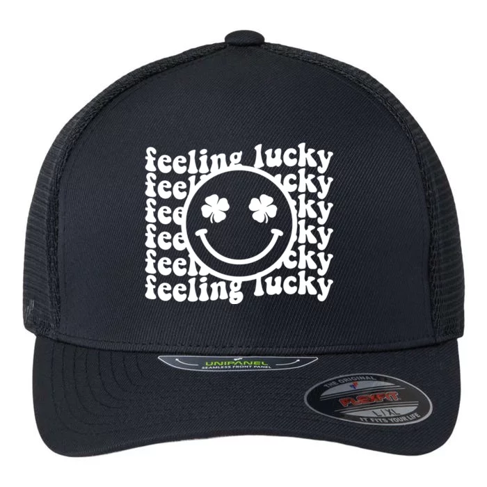 Feeling Lucky Smiley Irish Clover Flexfit Unipanel Trucker Cap