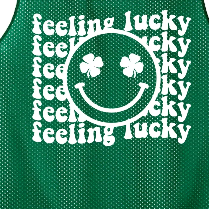 Feeling Lucky Smiley Irish Clover Mesh Reversible Basketball Jersey Tank