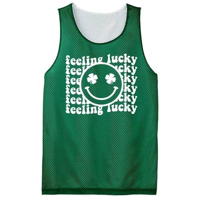 Feeling Lucky Smiley Irish Clover Mesh Reversible Basketball Jersey Tank