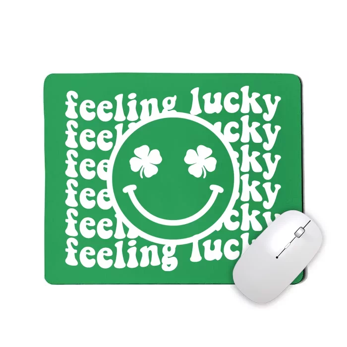 Feeling Lucky Smiley Irish Clover Mousepad