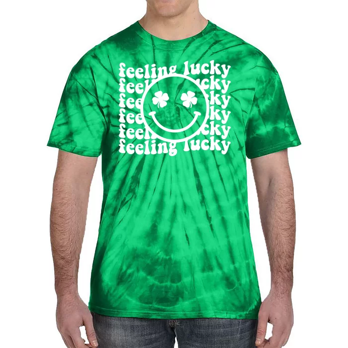 Feeling Lucky Smiley Irish Clover Tie-Dye T-Shirt