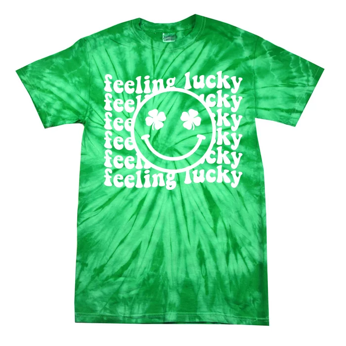 Feeling Lucky Smiley Irish Clover Tie-Dye T-Shirt