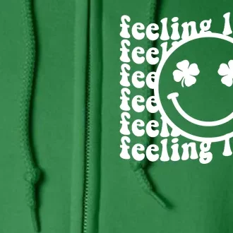 Feeling Lucky Smiley Irish Clover Full Zip Hoodie