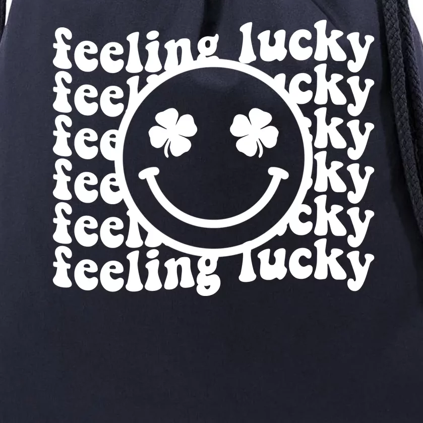 Feeling Lucky Smiley Irish Clover Drawstring Bag