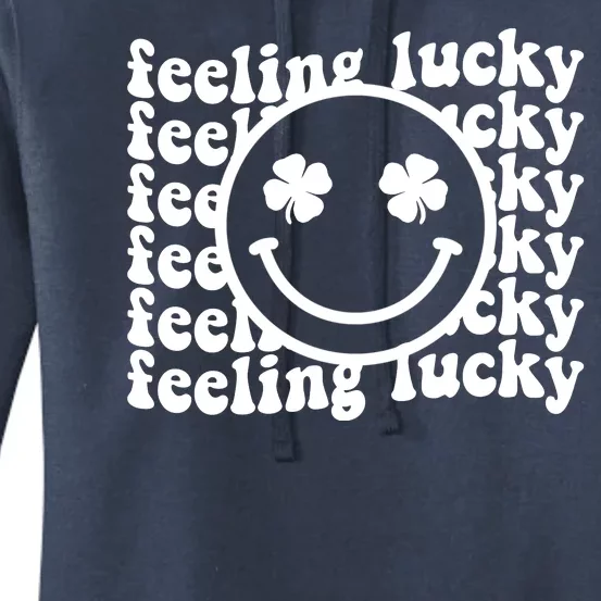 Feeling Lucky Smiley Irish Clover Women's Pullover Hoodie