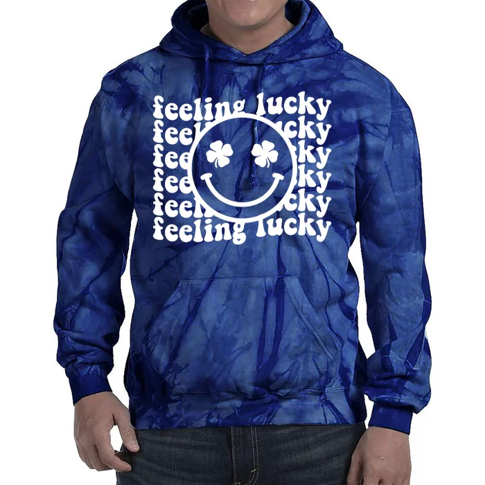 Feeling Lucky Smiley Irish Clover Tie Dye Hoodie