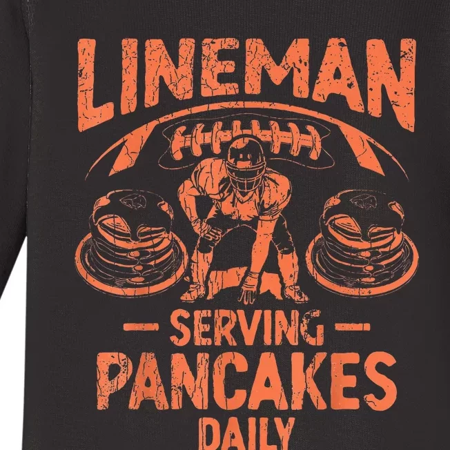 Football Lineman Serving Pancakes Daily Baby Long Sleeve Bodysuit