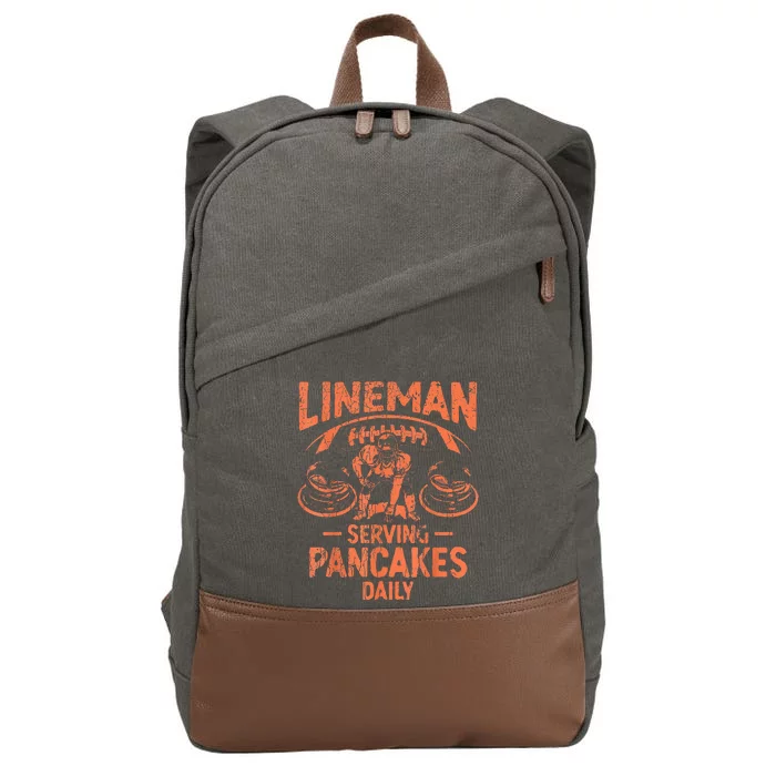 Football Lineman Serving Pancakes Daily Cotton Canvas Backpack