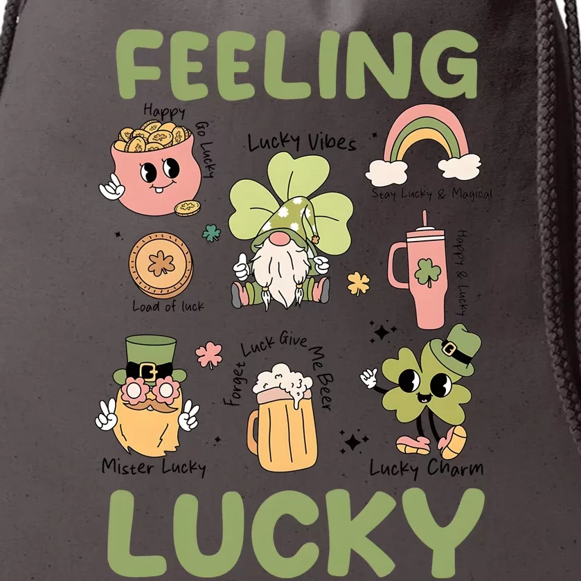 Feeling Lucky St PatrickS Day Lover Funny Drinking Team Drawstring Bag