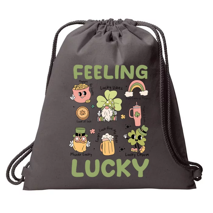 Feeling Lucky St PatrickS Day Lover Funny Drinking Team Drawstring Bag