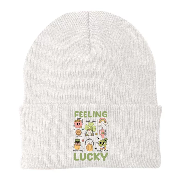 Feeling Lucky St PatrickS Day Lover Funny Drinking Team Knit Cap Winter Beanie