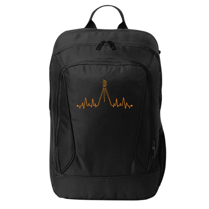 Funny Land Surveyor Gift Cool Surveying Tripod Heartbeat City Backpack