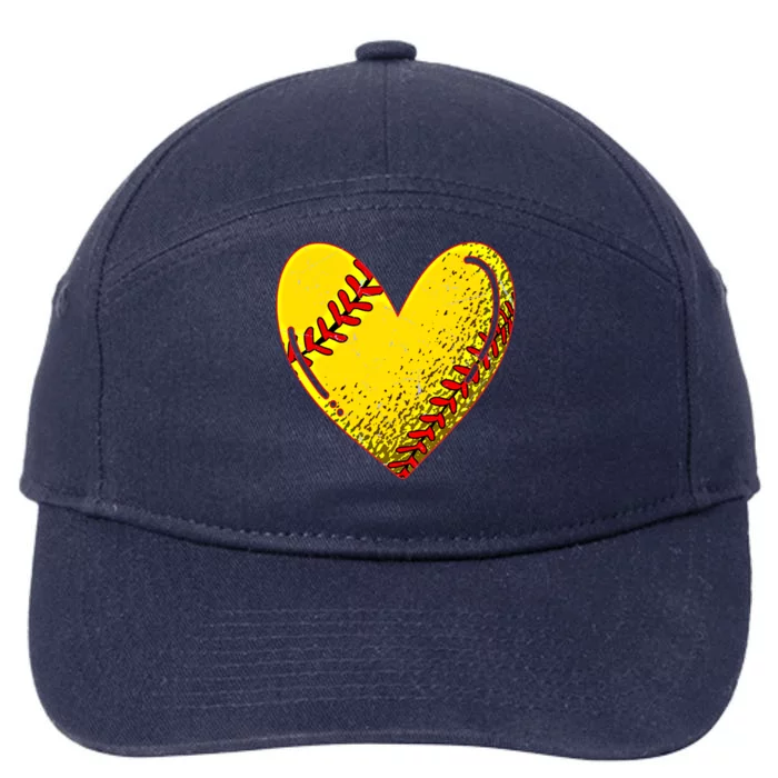 Funny Love Softball Heart Shape Happy Valentine's Day Gift 7-Panel Snapback Hat