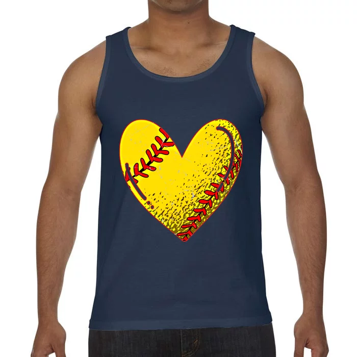 Funny Love Softball Heart Shape Happy Valentine's Day Gift Comfort Colors® Tank Top