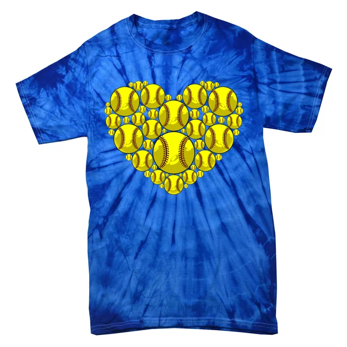 Funny Love Softball Heart Shape Happy Valentine's Day Great Gift Tie-Dye T-Shirt