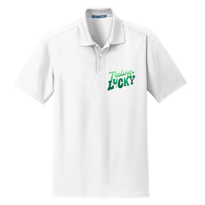 Feeling Lucky St Patrick's Day Festive Dry Zone Grid Performance Polo