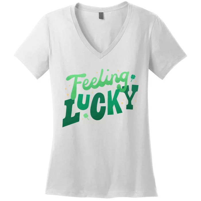 Feeling Lucky St Patrick's Day Festive Women's V-Neck T-Shirt