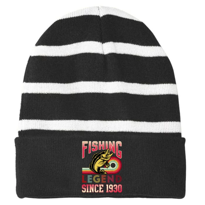 Fishing Legend Since 1930 Striped Beanie with Solid Band