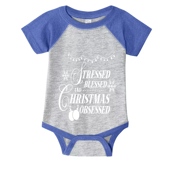 Family Love Stressed Blessed And Christmas Obsessed Infant Baby Jersey Bodysuit