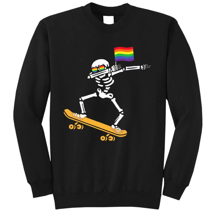 Funny LGBT Skeleton Skateboard Costume Halloween Gift Tall Sweatshirt