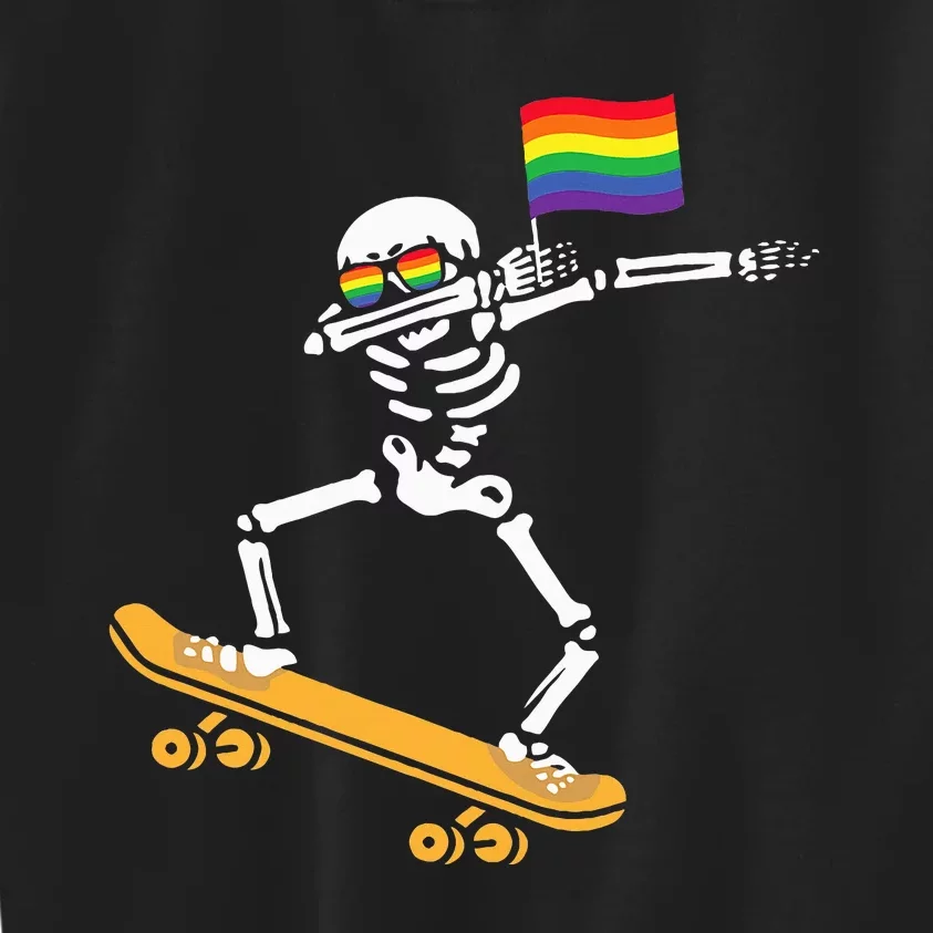 Funny LGBT Skeleton Skateboard Costume Halloween Gift Kids Sweatshirt