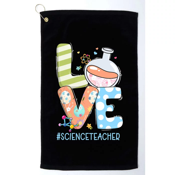 Funny Love Science Teacher Teacherlife Easter Day Outfit Platinum Collection Golf Towel