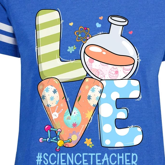 Funny Love Science Teacher Teacherlife Easter Day Outfit Enza Ladies Jersey Football T-Shirt