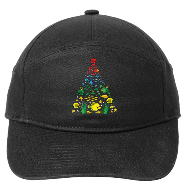 Fish Lovers Sea Beach Aquatic Christmas Tree Xmas Decor 7-Panel Snapback Hat