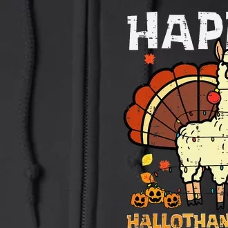 Festive Llama Turkey Holiday Celebration Full Zip Hoodie