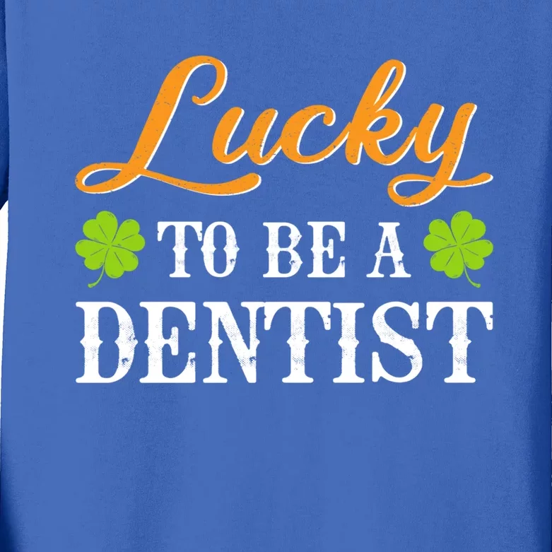 Funny Lucky To Be A Dentist Shamrock St Patrick's Day Gift Kids Long Sleeve Shirt