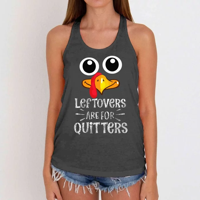 Funny Leftovers Turkey Matching Family Thanksgiving Outfit Women's Knotted Racerback Tank