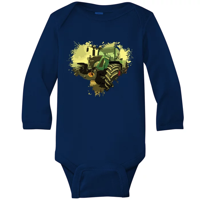 Farmers Love To Ride Their Tractors Baby Long Sleeve Bodysuit