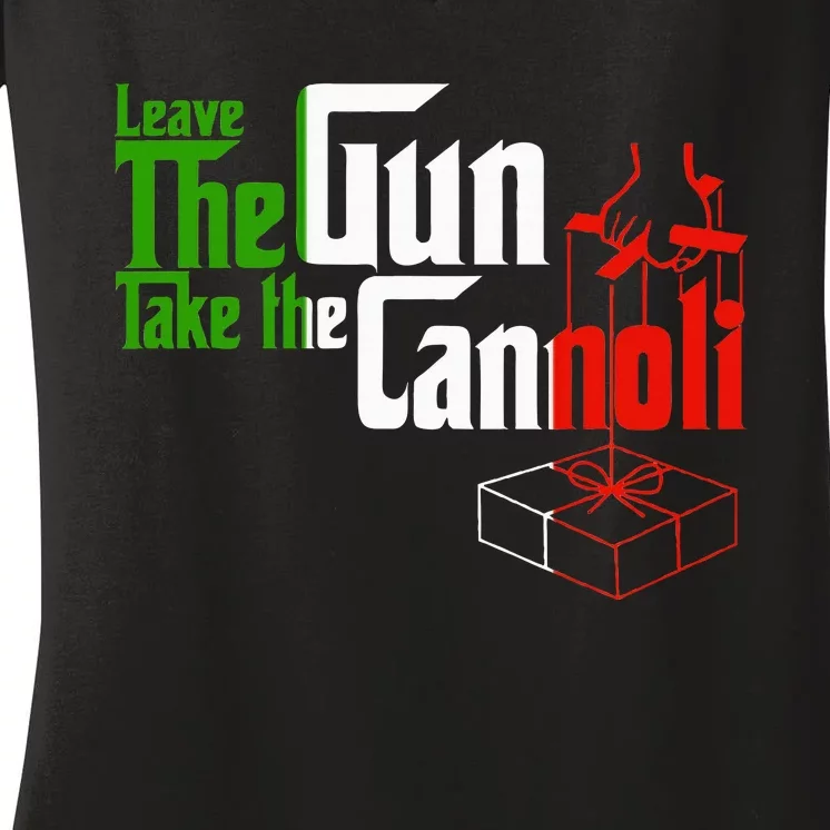 Funny Leave The Gun Take The Cannoli Italian Flag Women's V-Neck T-Shirt