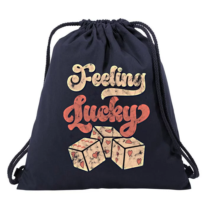 Feeling Lucky The Dice With Red Hearts Blink Gift Drawstring Bag