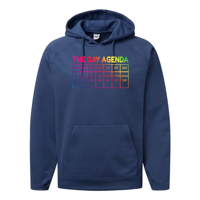 Funny Lgbtq The Gay Agendas Funny Gift Performance Fleece Hoodie