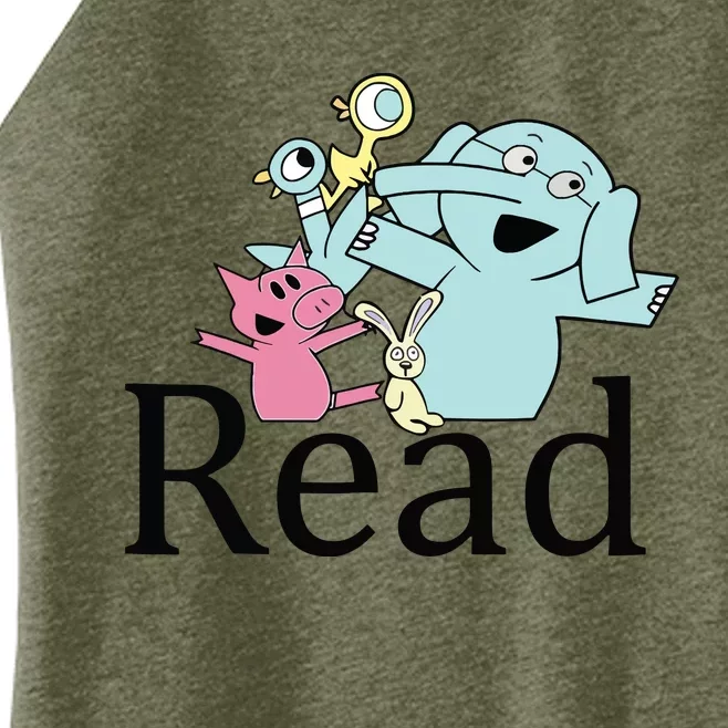 Funny Library Teacher Read Book Club Piggie Elephant Pigeons Women’s Perfect Tri Rocker Tank