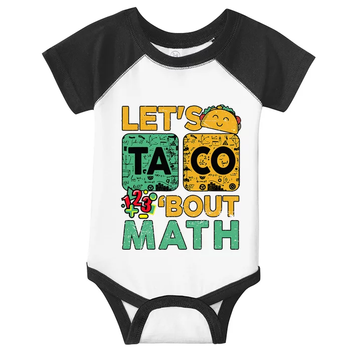 Funny Lets Taco Bout Math Teacher Back School Infant Baby Jersey Bodysuit