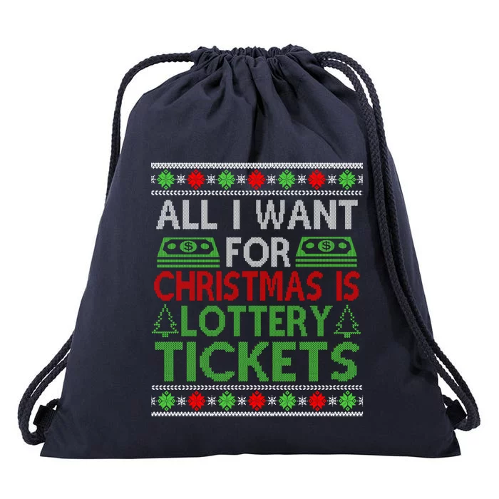 Funny Lottery Tickets Christmas Money Cash Gift Card Ugly Cool Gift Drawstring Bag